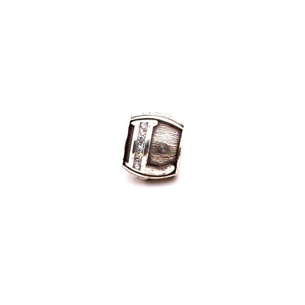 Brighton Letter L Initial Silver Tone Crystal Barrel Bead Charm